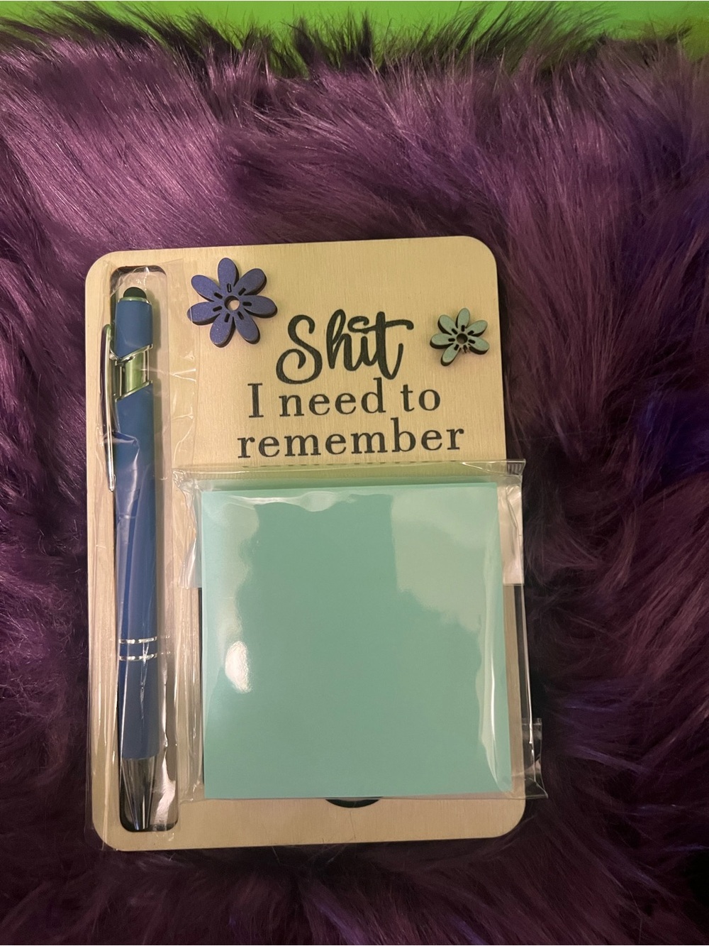 Sticky Note Memo Board Set - Blue Pen & Aqua Notes